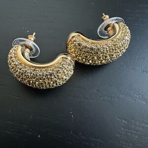 Swarovski women’s half hoops earrings,gold tone